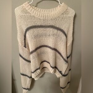 Pull&Bear Cream and Gray Knit Sweater